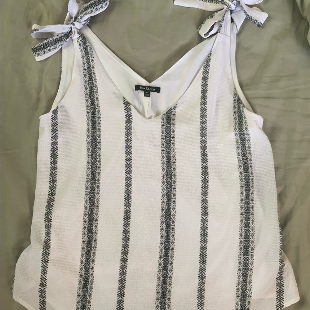 Pink Clover Black/white Detail Tank Top